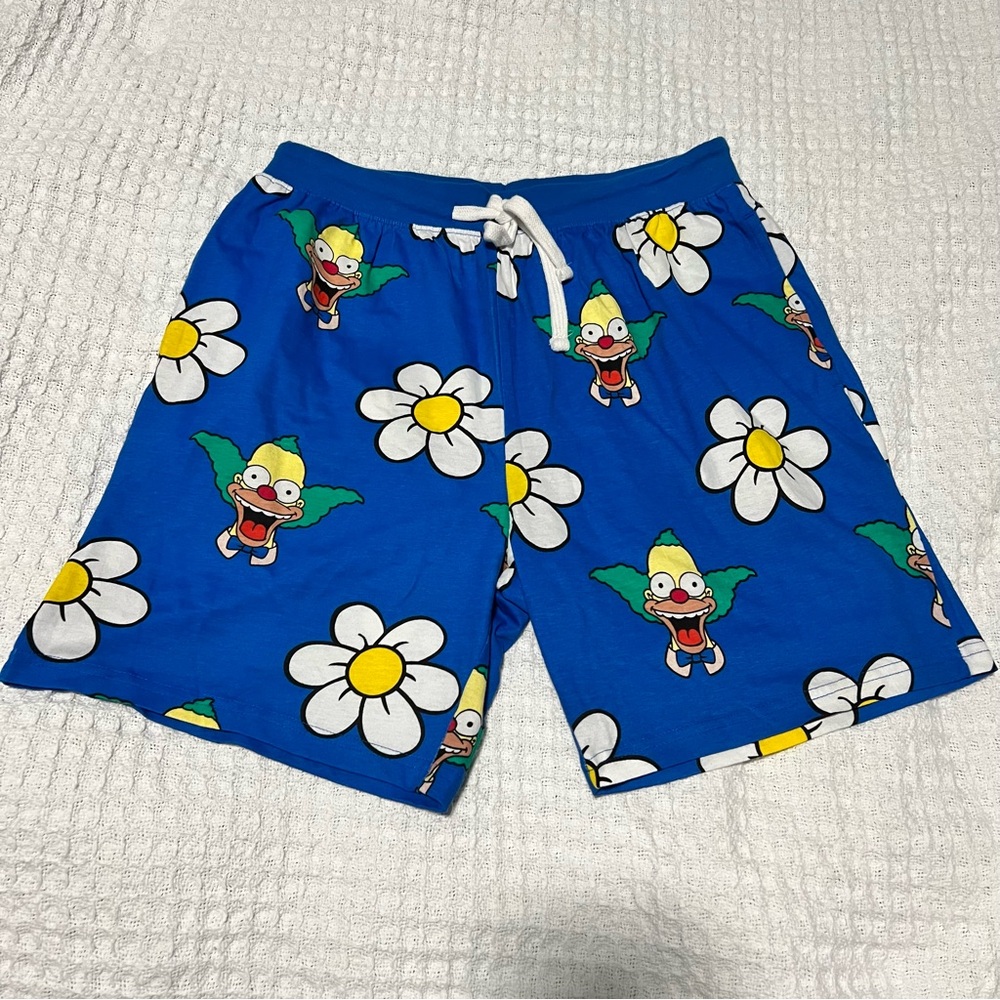 Krusty The Clown Pajama Shorts Size Medium Drawstring 7” Inseam